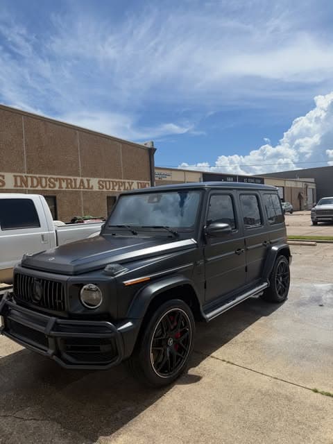 Matte black Mercedes G-Wagon after a full detail